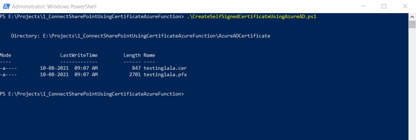 Self Signed Certificate for SharePoint Online